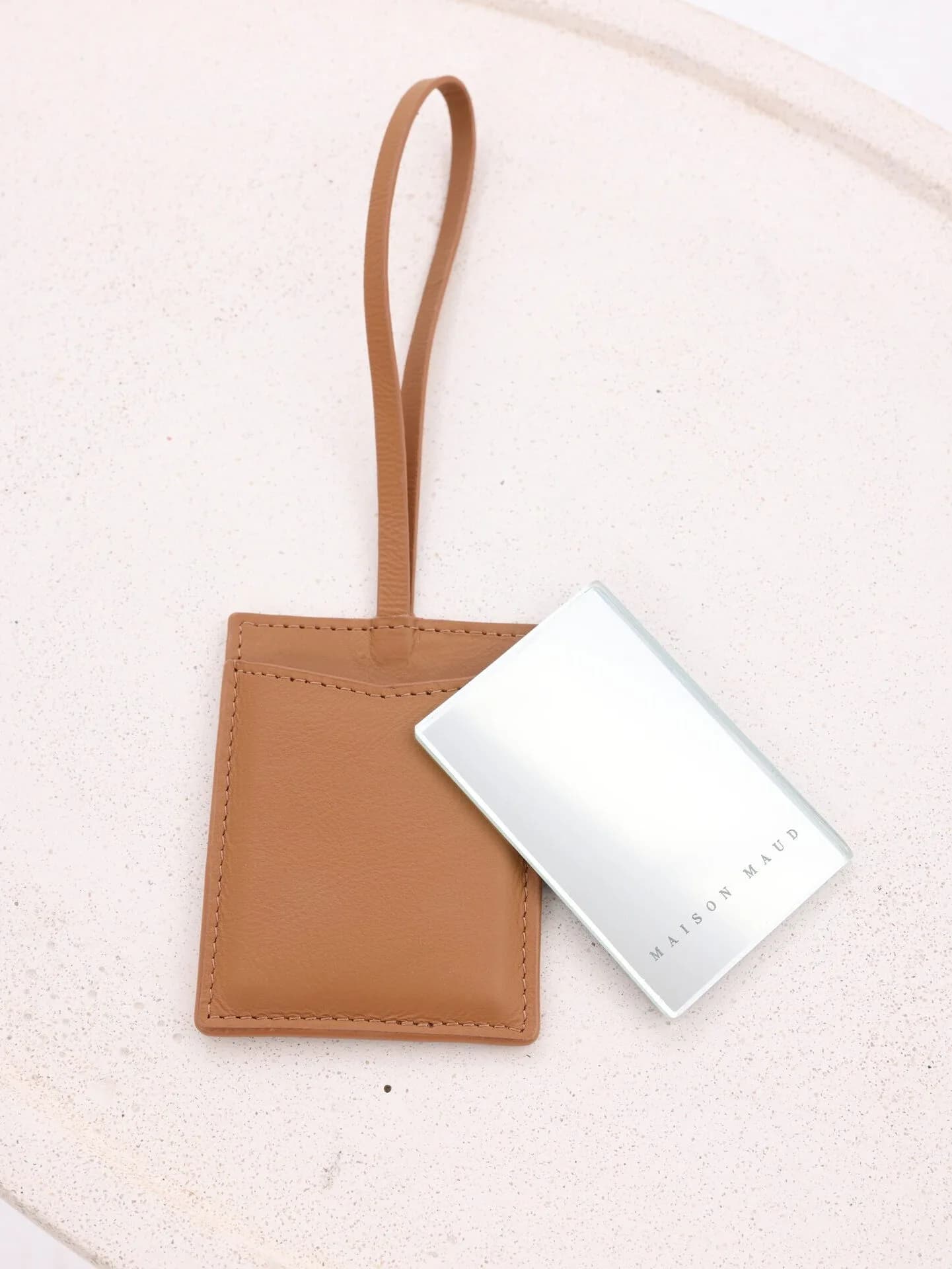 Leather Pouch by Maison Maud with branded mirror