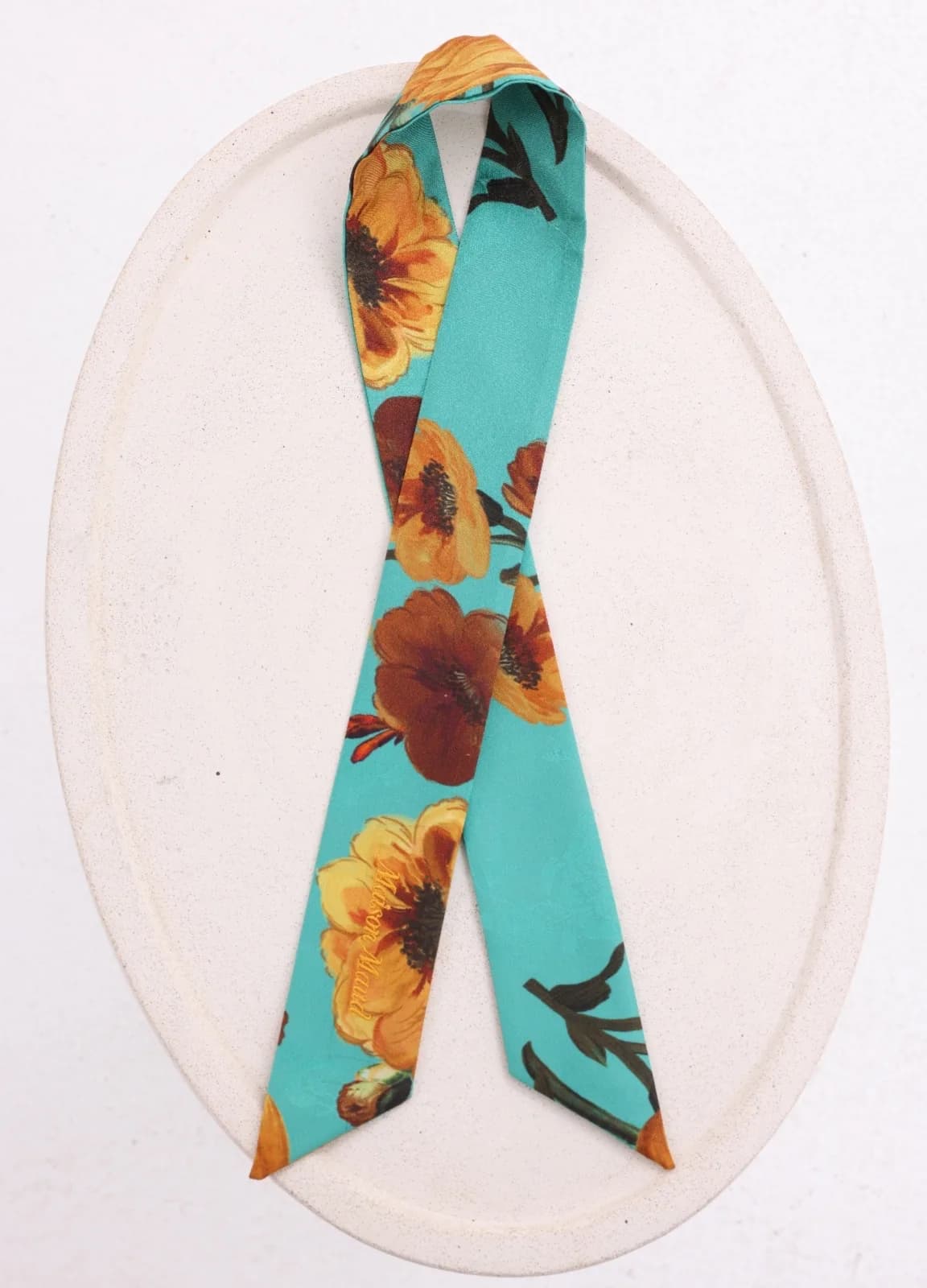 Twilly — Golden Radiance - Woven from the finest Korean silk, the Golden Radiance Twilly by Maison Maud blooms with vibrant flo...