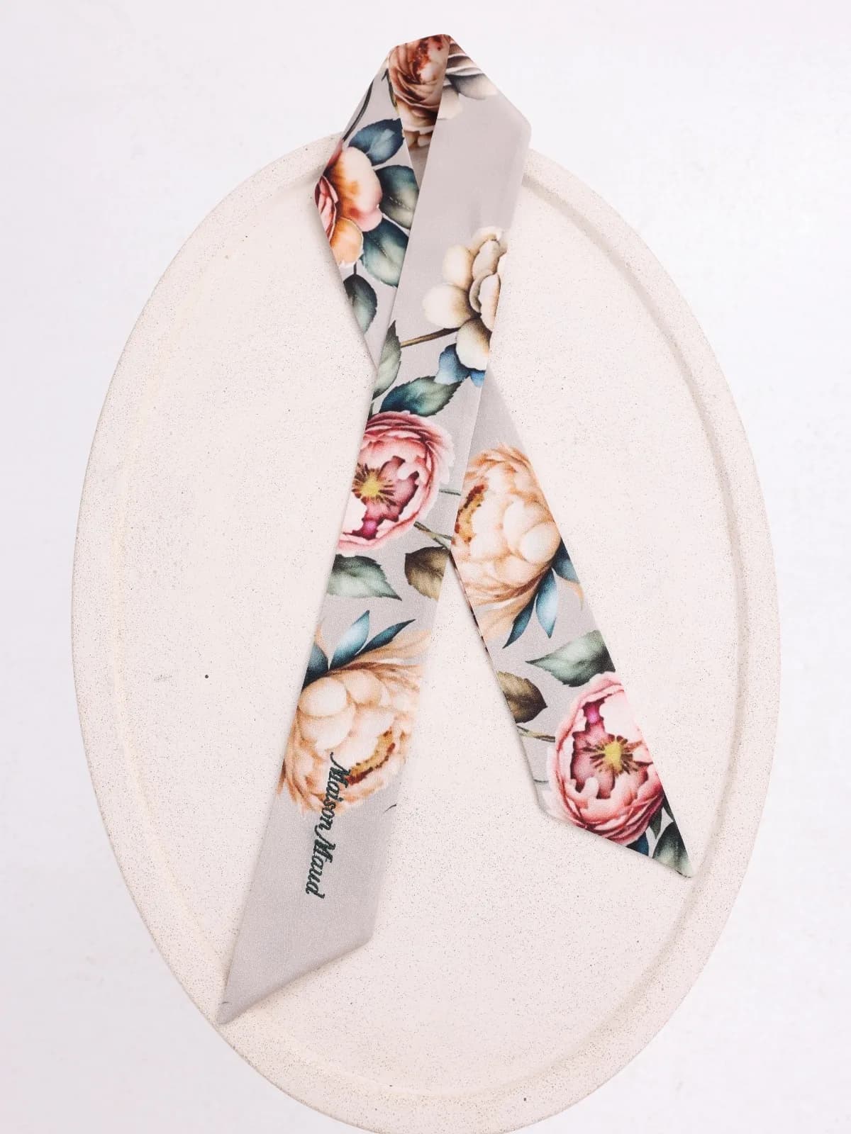 Twilly — Pearl Garden - Woven from the finest Korean silk, the Pearl Garden Twilly by Maison Maud unfolds in a graceful comp...